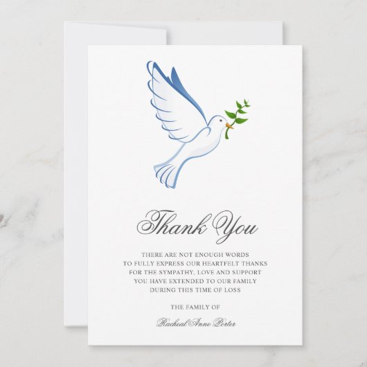 悔やみや弔慰ありがとう葬式Dove死別 招待状 (正面)