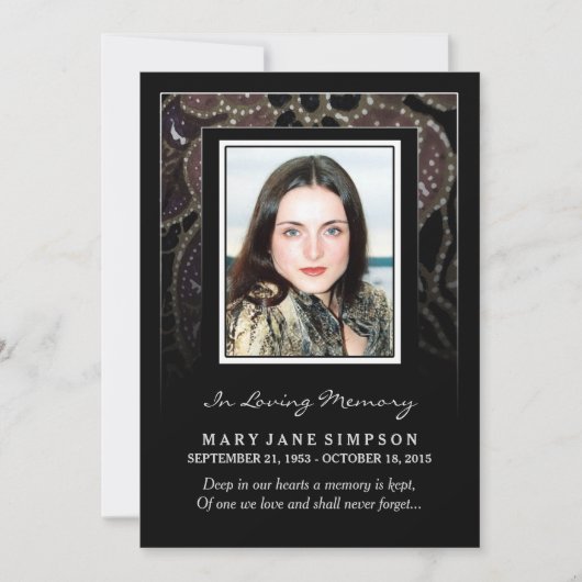 悔やみや弔慰ありがとう記念写真カード 招待状 (正面)