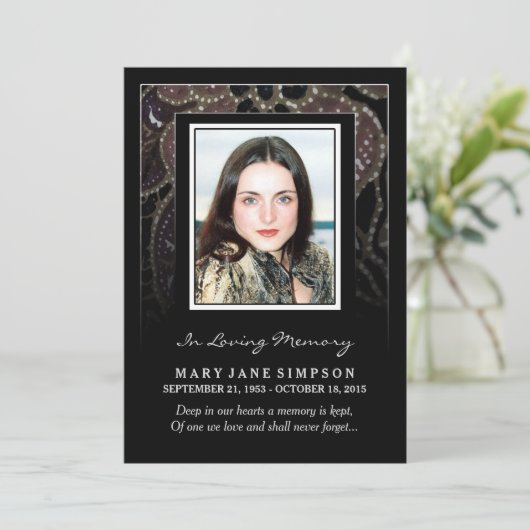 悔やみや弔慰ありがとう記念写真カード 招待状 (スタンド正面)