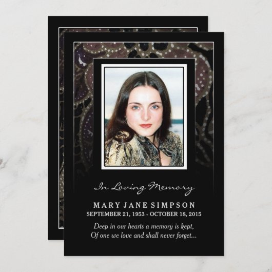 悔やみや弔慰ありがとう記念写真カード 招待状 (正面/裏面)