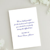 悔やみや弔慰ありがとう3.5 x 5フラットカードネイビーブルー 出欠カード