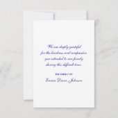 悔やみや弔慰ありがとう3.5 x 5フラットカードネイビーブルー 出欠カード (裏面)