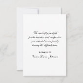 悔やみや弔慰ありがとう3.5 x 5フラットカードブラック 出欠カード (裏面)