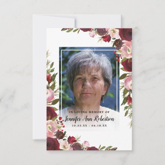 悔やみや弔慰ありがとう – 葬儀写真フローラ サンキューカード (正面)