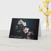 悔やみや弔慰さくらんぼの花が水の上 カード (黄色い花)