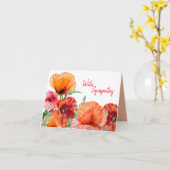 悔やみや弔慰と水彩ポピーの花 カード (黄色い花)