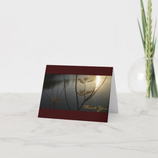悔やみや弔慰のためのさざ波のありがとうの日没 サンキューカード (正面)