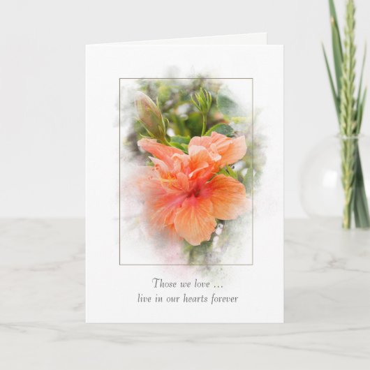 悔やみや弔慰のためのオレンジハイビスカス カード (正面)