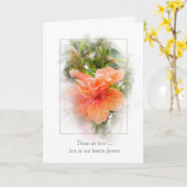 悔やみや弔慰のためのオレンジハイビスカス カード (黄色い花)