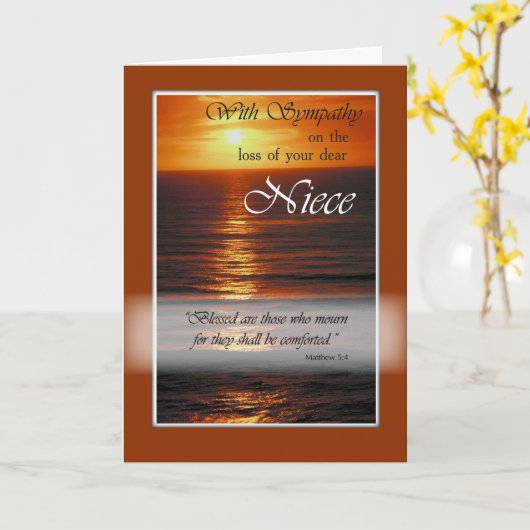 悔やみや弔慰のニーチェスサンセットオーバー海 カード (黄色い花)