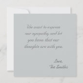 悔やみや弔慰の写真カード カード (裏面)