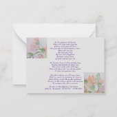 悔やみや弔慰の哀悼の詩感謝していあなた ノートカード (裏面)