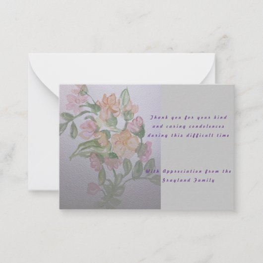 悔やみや弔慰の哀悼の詩感謝していあなた ノートカード (正面)