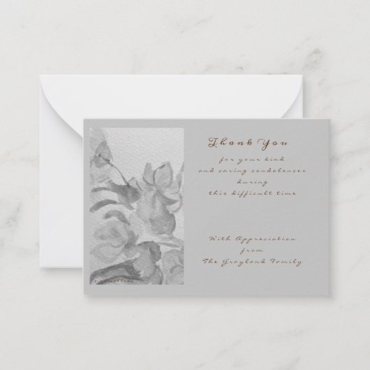 悔やみや弔慰の哀悼感謝していの意フラットノートカード ノートカード (正面)