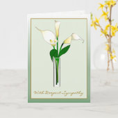 悔やみや弔慰の喪失から私たち：Cala Lilies カード (黄色い花)