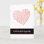 悔やみや弔慰の喪失と犬のハートへの哀悼の意 カード (黄色い花)