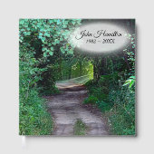 悔やみや弔慰の夕日が森の小道に ゲストブック (正面)