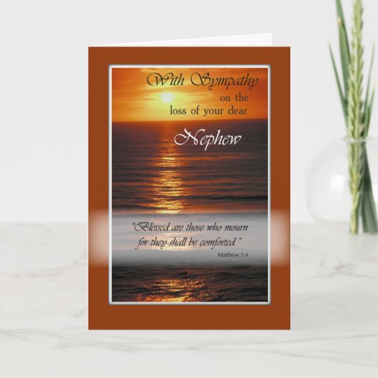 悔やみや弔慰の甥の死と夕日の海 カード (正面)