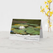 悔やみや弔慰の白いスイレンとユリのパッド カード (黄色い花)