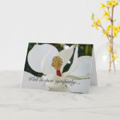 悔やみや弔慰の白いマグノリアの花の花柄カード カード (黄色い花)