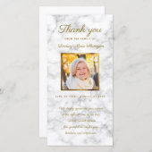 悔やみや弔慰の白い大理石の記念の金ゴールドの写真フレーム サンキューカード (正面/裏面)