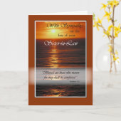 悔やみや弔慰の義理の妹の紛失、海の日没 カード (黄色い花)