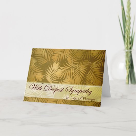 悔やみや弔慰の花の代わりに手のひらの葉 カード (正面)