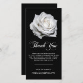 悔やみや弔慰の花の白いバラは黒い感謝していしています サンキューカード (正面/裏面)