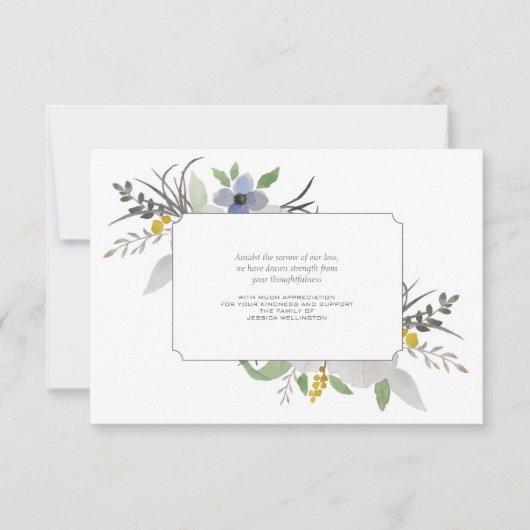 悔やみや弔慰の花柄はNotecard感謝していしています サンキューカード (正面)
