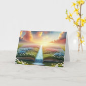 悔やみや弔慰の草地とブルックの本 カード (黄色い花)