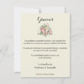 悔やみや弔慰の葬儀スペインのありがとうグアダルーペマリア サンキューカード (裏面)