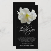 悔やみや弔慰の記念のアマリリスの花は黒い感謝していしています サンキューカード (正面/裏面)