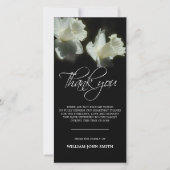 悔やみや弔慰の記念の花のラッパスイセンは黒い感謝していしています サンキューカード (正面)