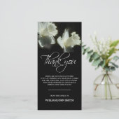 悔やみや弔慰の記念の花のラッパスイセンは黒い感謝していしています サンキューカード (スタンド正面)