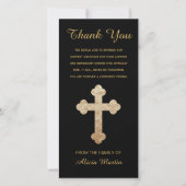 悔やみや弔慰の記念物は金ゴールドの宗教十字感謝していしています サンキューカード (正面)