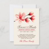 悔やみや弔慰の赤いピンクの花のマグノリアは感謝していしています サンキューカード (正面)