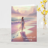 悔やみや弔慰の足跡オンビーチ カード (黄色い花)