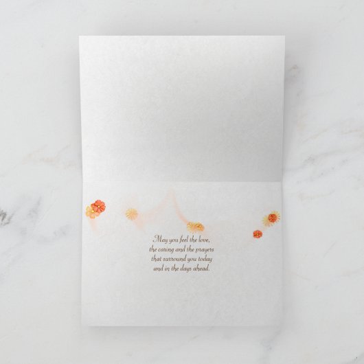 悔やみや弔慰の金色の日光の印象派の木 カード (内部)