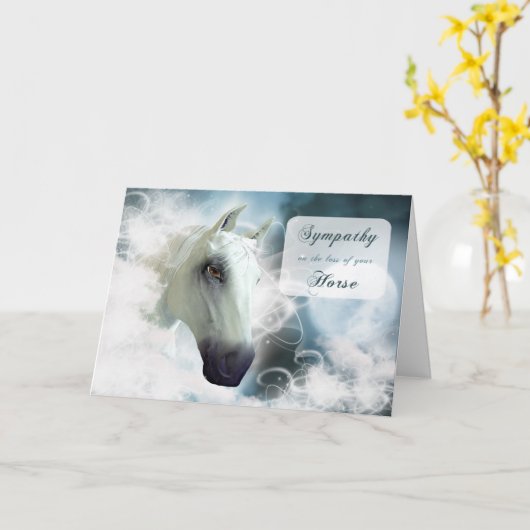 悔やみや弔慰の馬の霊の馬との損失の上。 カード (黄色い花)