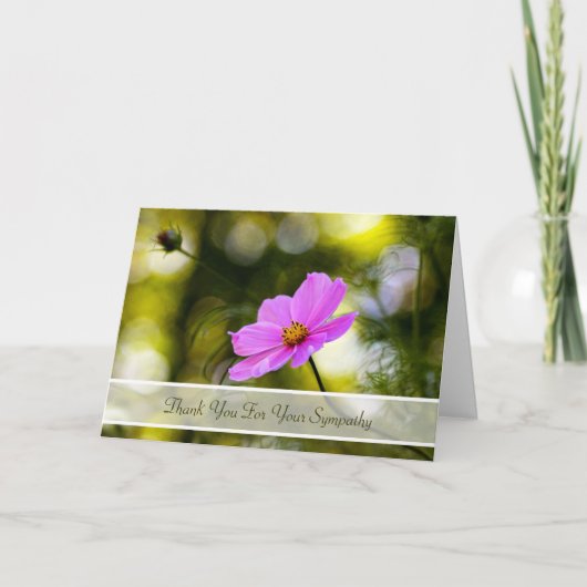悔やみや弔慰はピンクの宇宙の野生の花を均等にしている感謝していしています サンキューカード (正面)