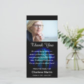 悔やみや弔慰は写真の記念の天使の青感謝していしています サンキューカード (スタンド正面)