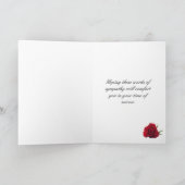 悔やみや弔慰は友を失い、赤いバラが カード (内部)