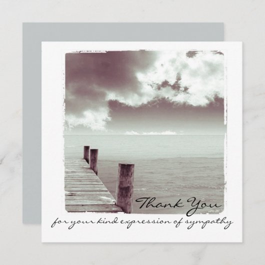 悔やみや弔慰は平らな写真カード感謝していしています サンキューカード (正面/裏面)