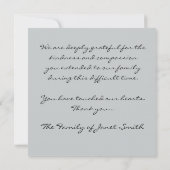 悔やみや弔慰は平らな写真カード感謝していしています サンキューカード (裏面)