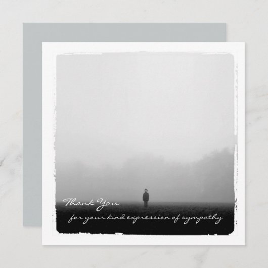 悔やみや弔慰は平らな写真カード感謝していしています サンキューカード (正面/裏面)