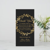 悔やみや弔慰は植物の記念の金ゴールド感謝していしています サンキューカード (スタンド正面)