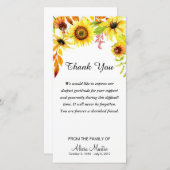 悔やみや弔慰は記念の水彩画のヒマワリ感謝していしています サンキューカード (正面/裏面)