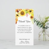 悔やみや弔慰は記念の水彩画のヒマワリ感謝していしています サンキューカード (スタンド正面)