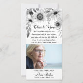 悔やみや弔慰は記念の素朴なヒマワリ感謝していしています サンキューカード (正面)