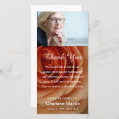 悔やみや弔慰は記念の葬儀の花柄によってが上がった感謝していしています サンキューカード (正面/裏面)